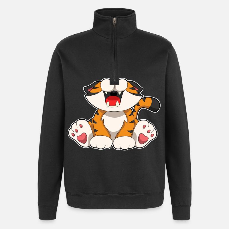 Brüllender Tiger - Quarter-Zip-Sweatshirt - Schwarz