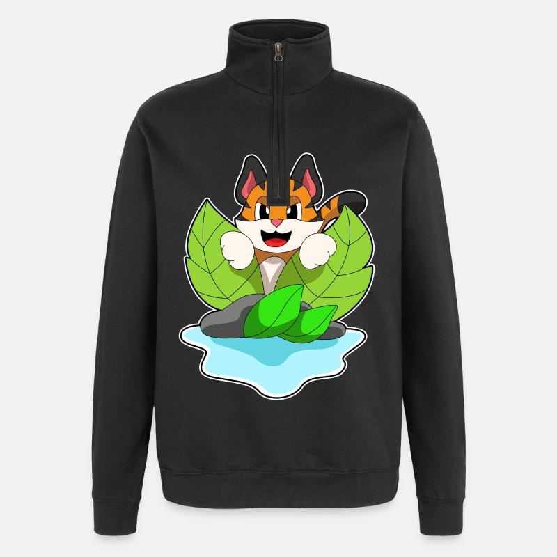 Chasse au tigre - Sweat à zip 1/4 - noir