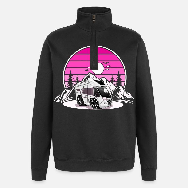 Camping Camper Campen - Sweat à zip 1/4 - noir