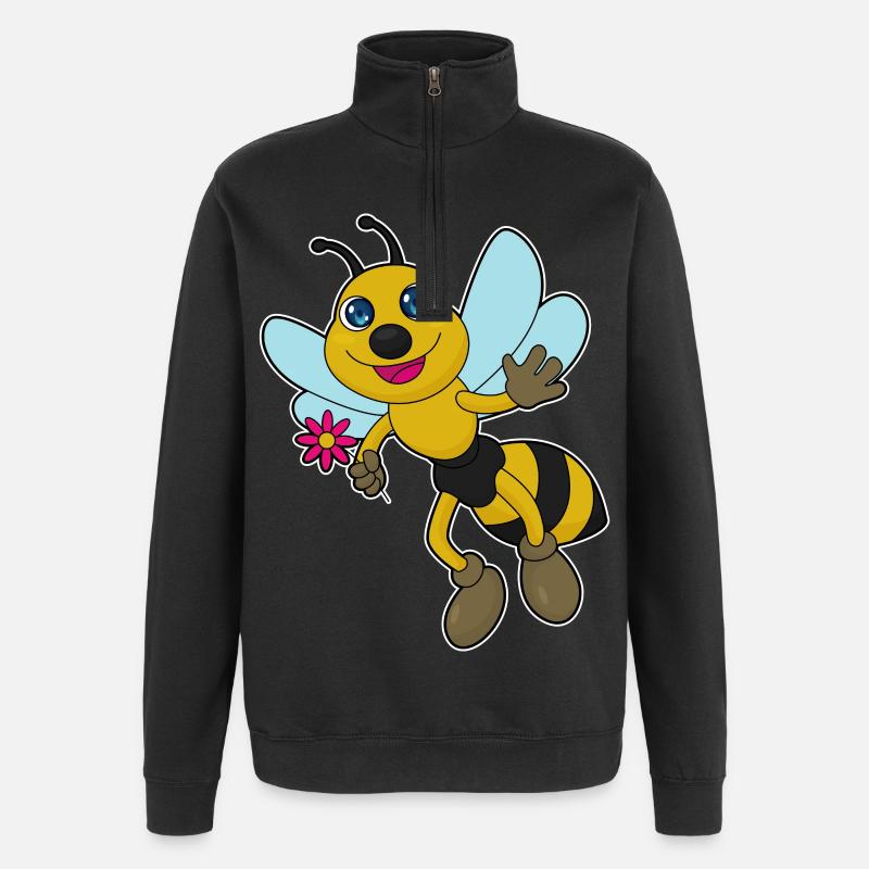 Biene Blume - Quarter-Zip-Sweatshirt - Schwarz