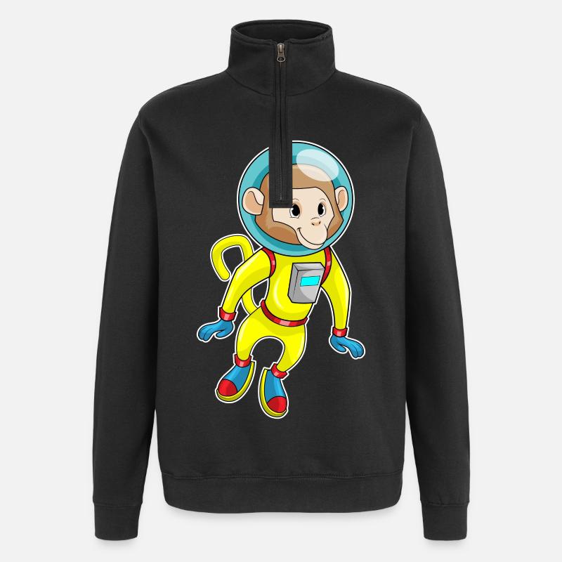 Affe als Astronaut - Quarter-Zip-Sweatshirt - Schwarz