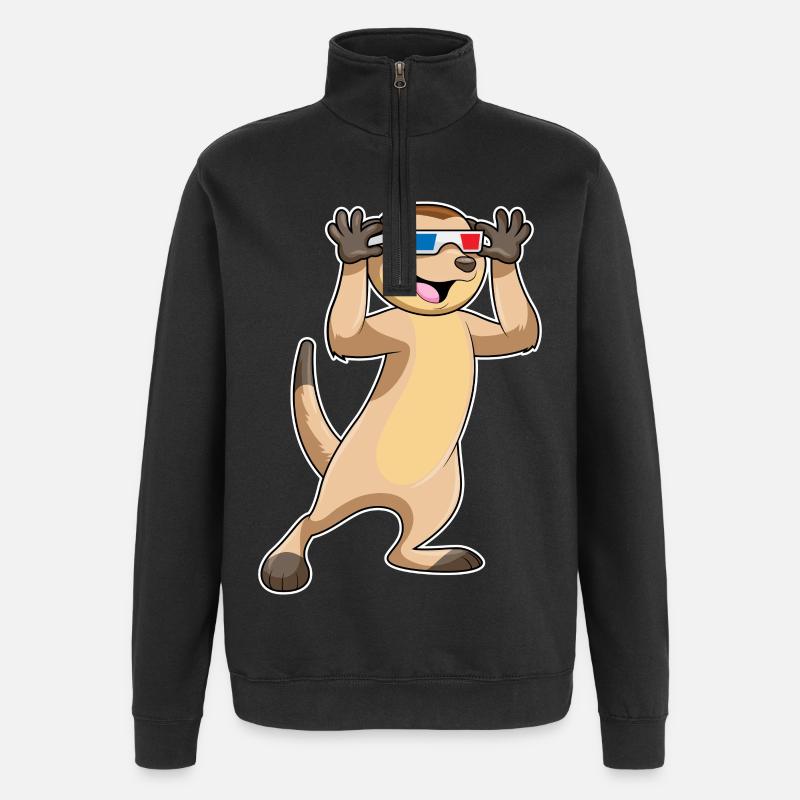 Suricates avec lunettes - Sweat à zip 1/4 - noir