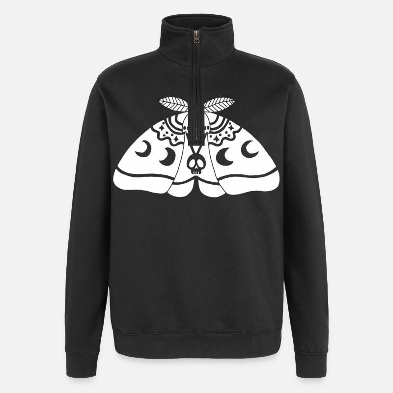 Papillon de nuit blanc - Sweat à zip 1/4 - noir