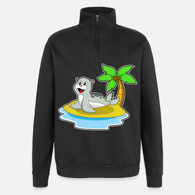 Sceau sur l’île - Sweat à zip 1/4 - noir