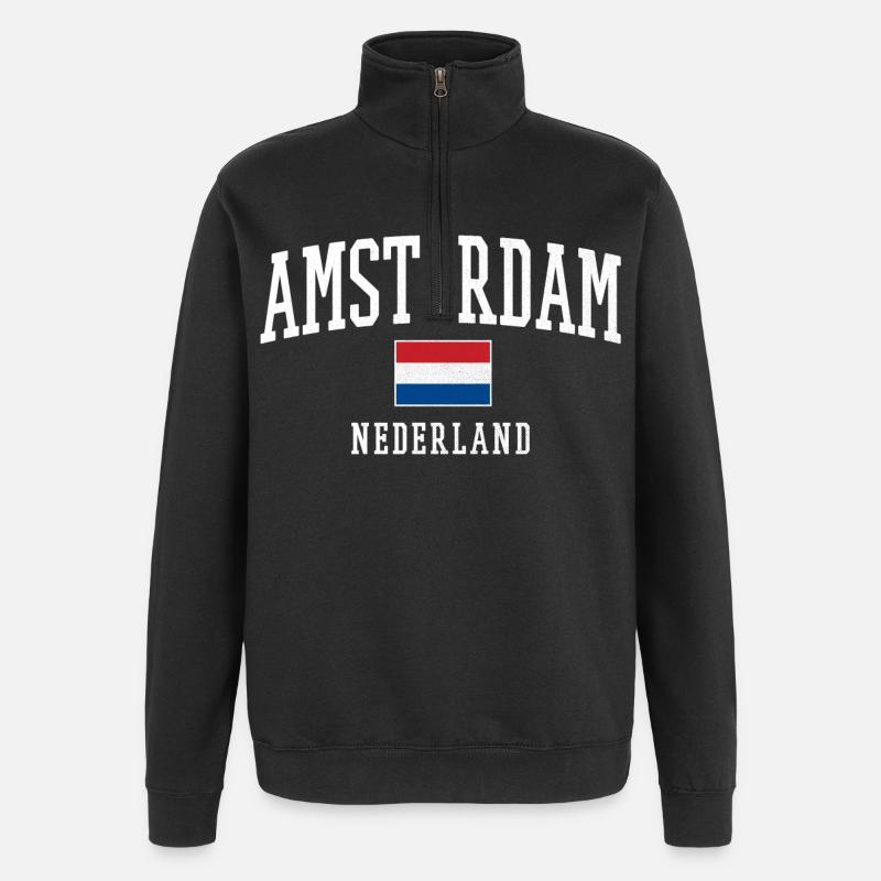 Projekt flagi Amsterdam NL - Bluza z zamkiem 1/4 - czarny