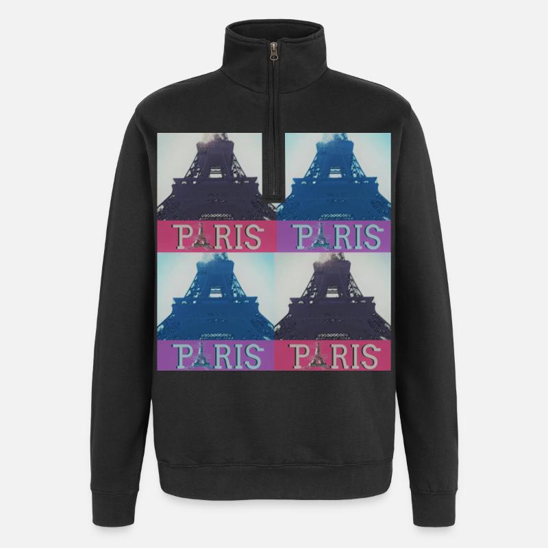 Paris Eiffel - Quarter-Zip Sweatshirt - black