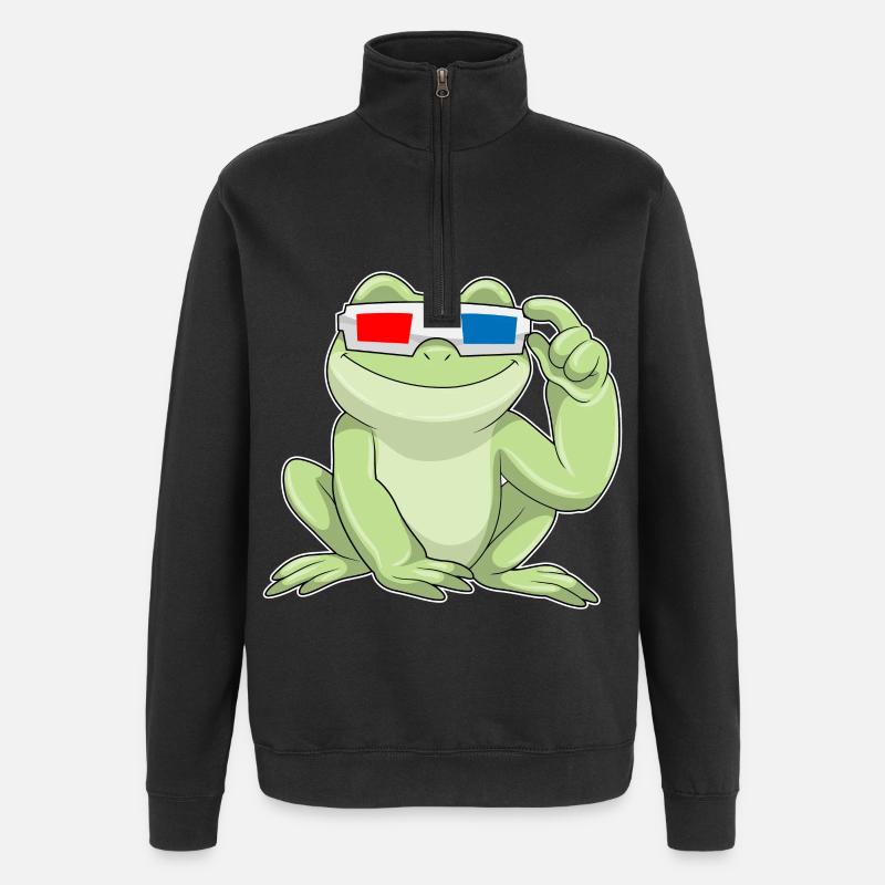 Frog Glasses - Quarter-Zip Sweatshirt - black