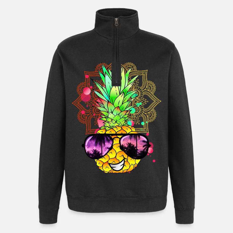 Pineapple Mandala - Quarter-Zip Sweatshirt - black