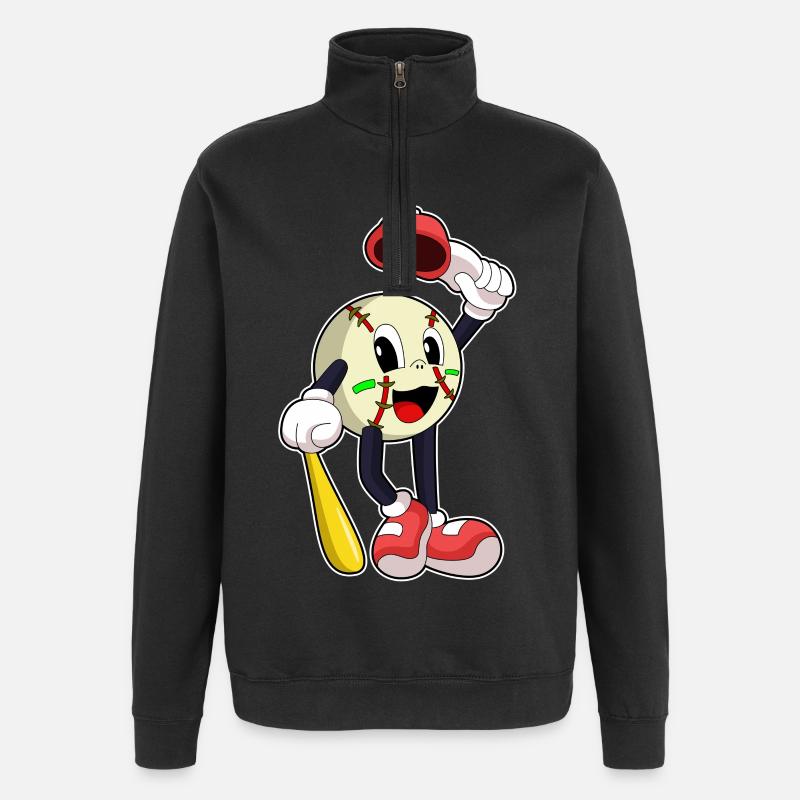 Baseball avec batte de baseball - Sweat à zip 1/4 - noir