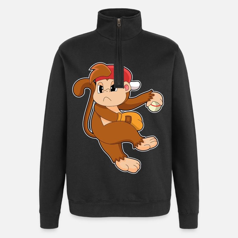 Gant de baseball Monkey - Sweat à zip 1/4 - noir