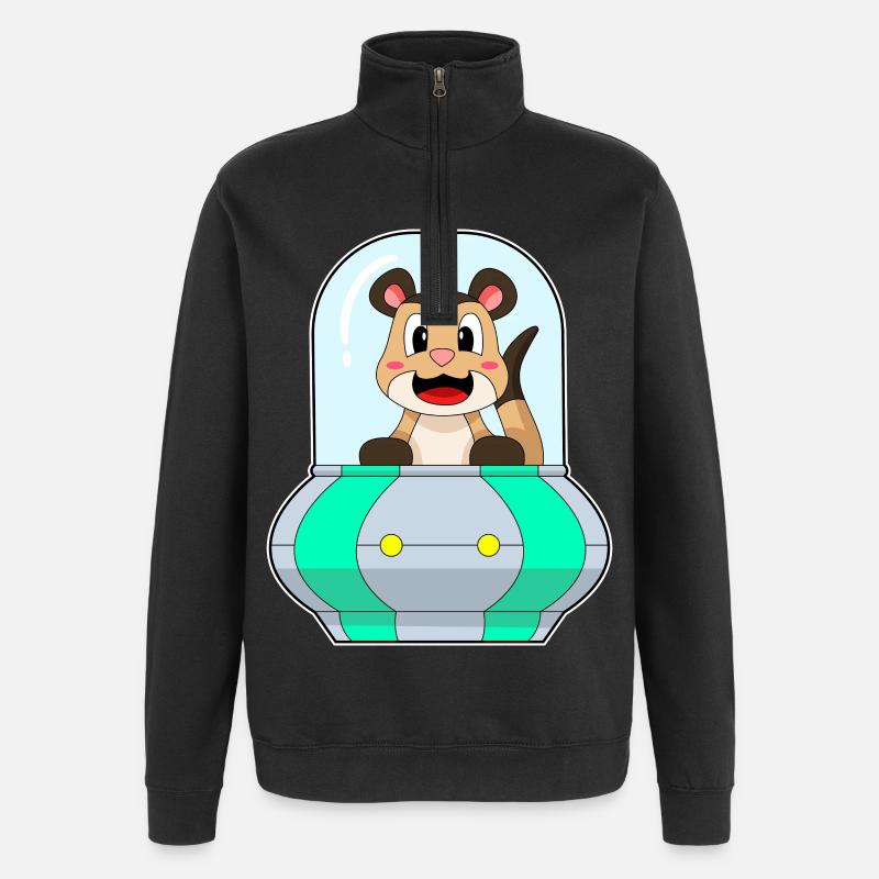 Erdmännchen mit Schiff - Quarter-Zip-Sweatshirt - Schwarz