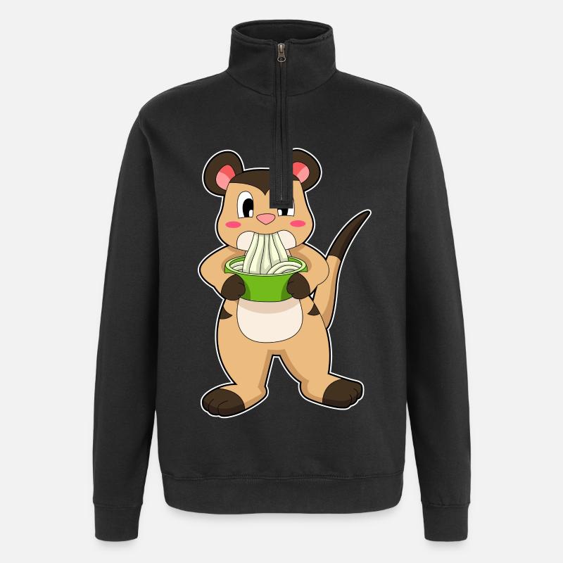 Erdmännchen mit Ramen - Quarter-Zip-Sweatshirt - Schwarz