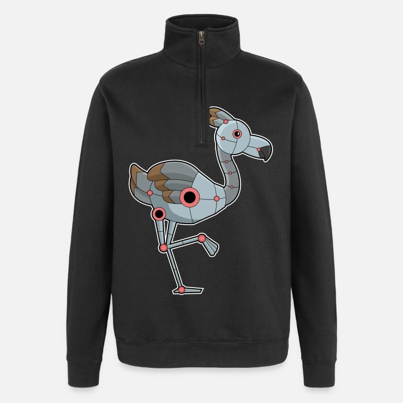 Flamingo als Roboter - Quarter-Zip-Sweatshirt - Schwarz