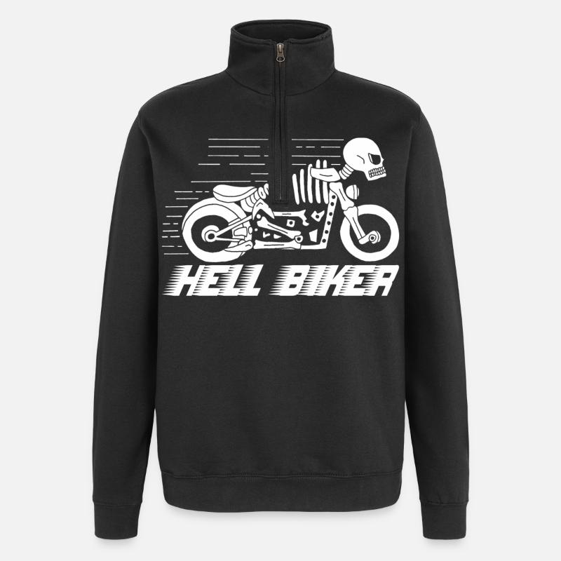 Motorcycle skeleton white - Quarter-Zip Sweatshirt - black