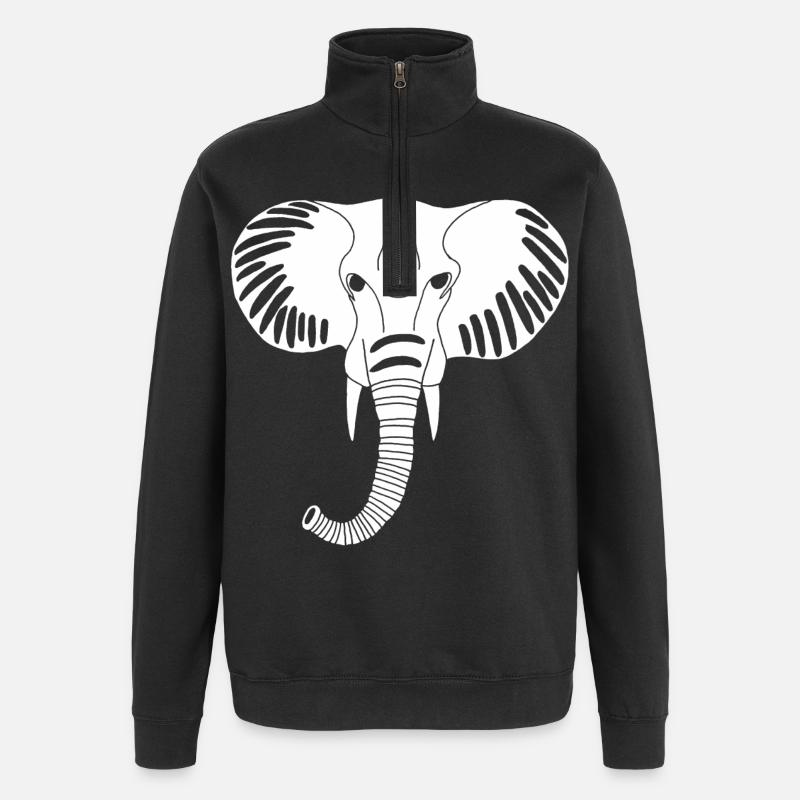 Weißer Elefantenkopf - Quarter-Zip-Sweatshirt - Schwarz
