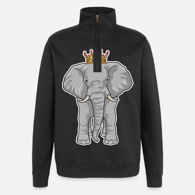 Elefant König Krone - Quarter-Zip-Sweatshirt - Schwarz