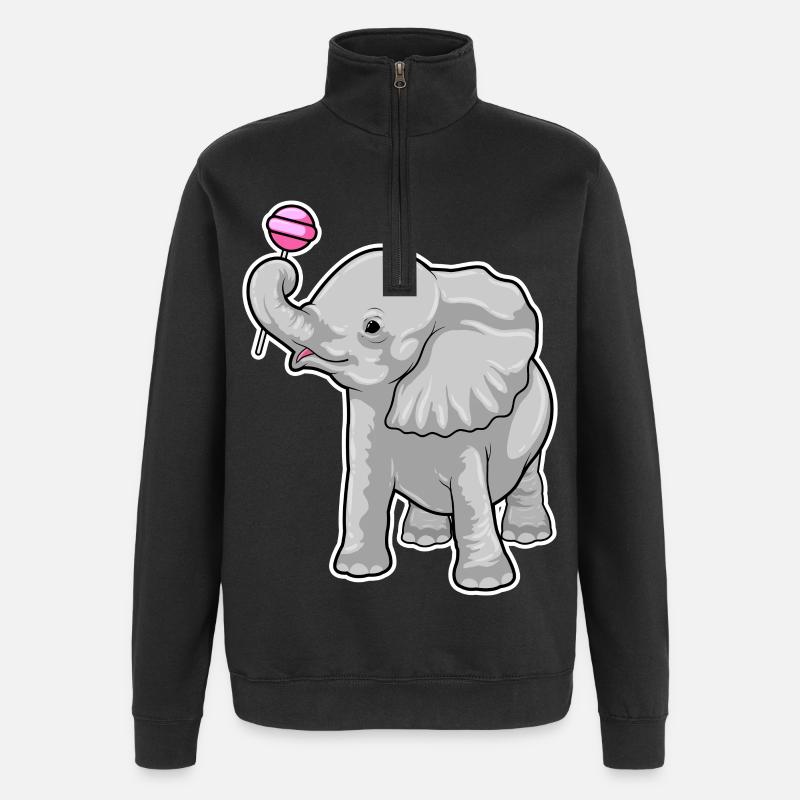 Elephant lollipops - Quarter-Zip Sweatshirt - black