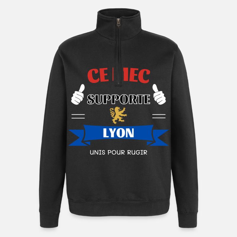 Ce mec supporte Lyon - Sweat à zip 1/4 - noir