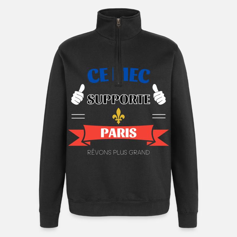 Ce mec supporte Paris - Sweat à zip 1/4 - noir
