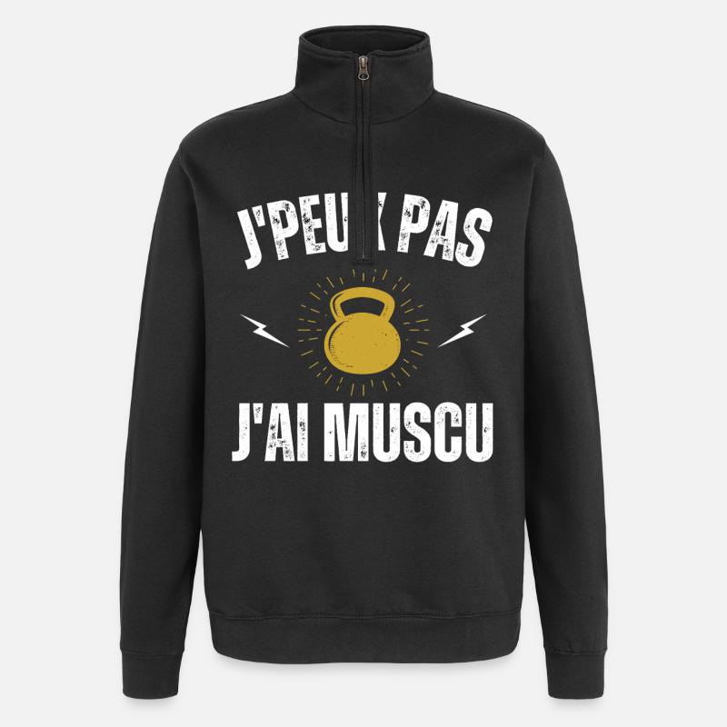 Je peux pas jai mucu - Sweat à zip 1/4 - noir