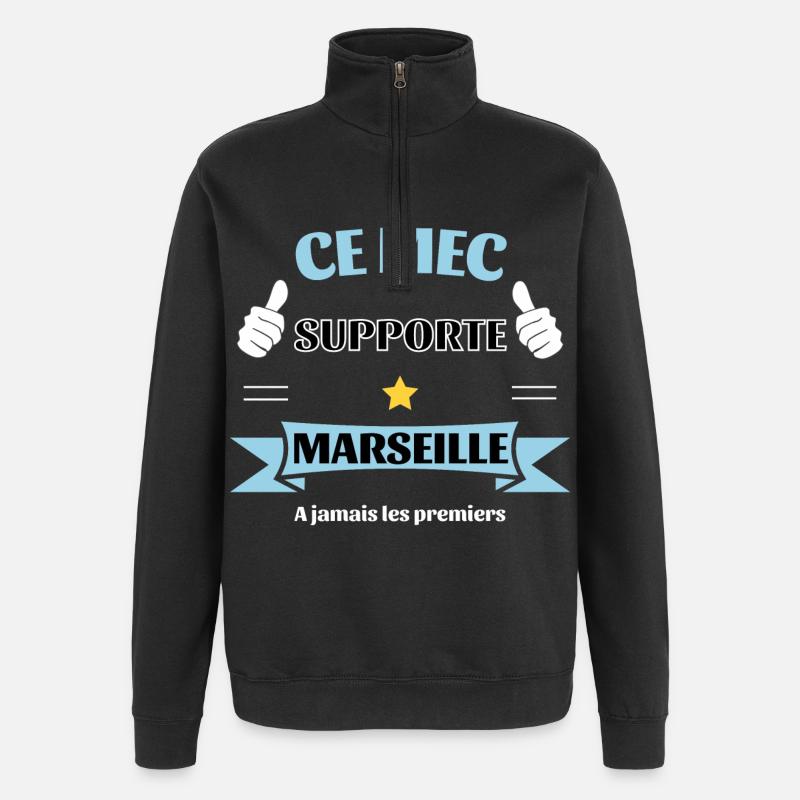 Ce mec supporte Marseille - Sweat à zip 1/4 - noir