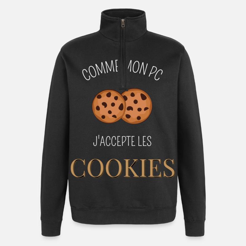 Comme mon pc j'accepte les cookies - Sweat à zip 1/4 - noir
