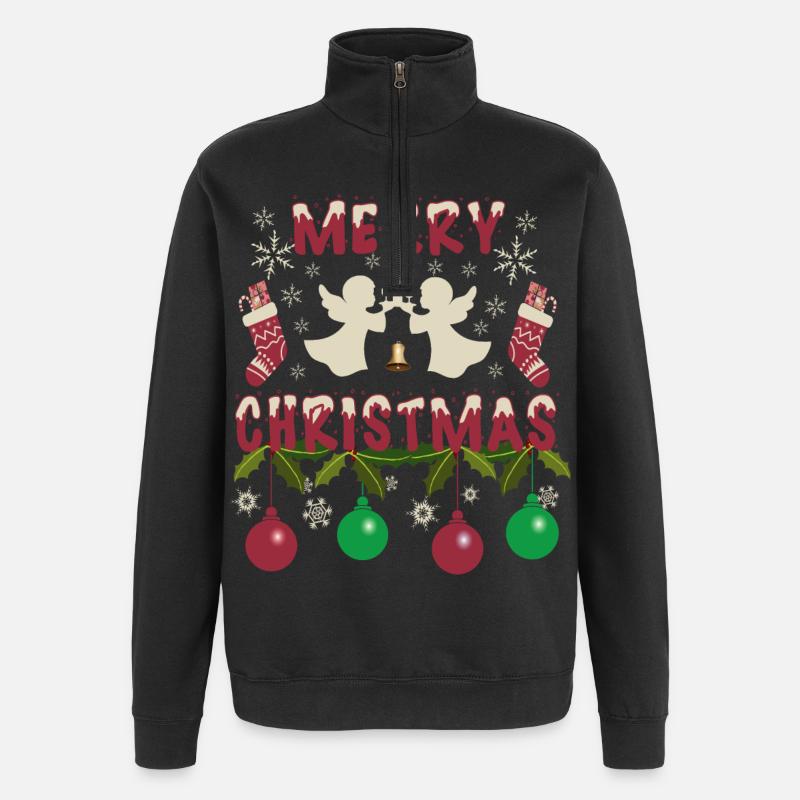 Weihnachtsengel - Quarter-Zip-Sweatshirt - Schwarz