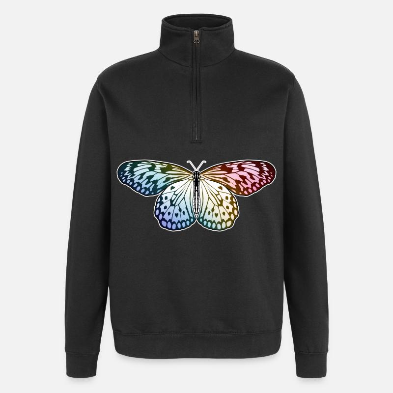 Schmetterling Regenbogen - Quarter-Zip-Sweatshirt - Schwarz