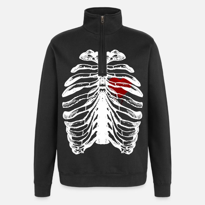 Skelett - Quarter-Zip-Sweatshirt - Schwarz