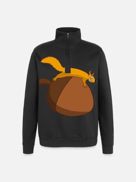 The squirrel against the glans - Quarter-Zip Sweatshirt - black