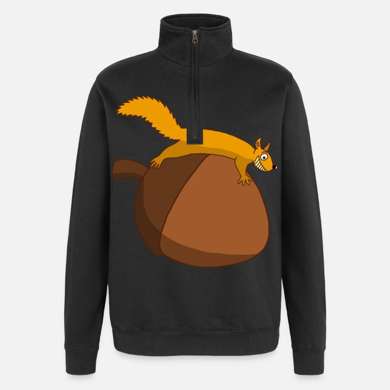 The squirrel against the glans - Quarter-Zip Sweatshirt - black