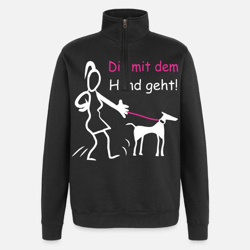 Die mit dem Hund geht ! - Quarter-Zip-Sweatshirt - Schwarz