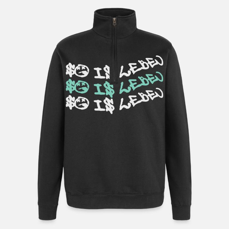 Zitat So is leben - Quarter-Zip-Sweatshirt - Schwarz