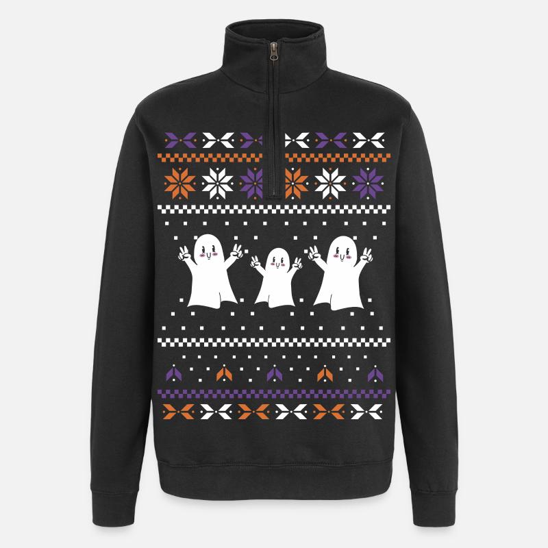 Three Sweet Ghosts - Quarter-Zip Sweatshirt - black