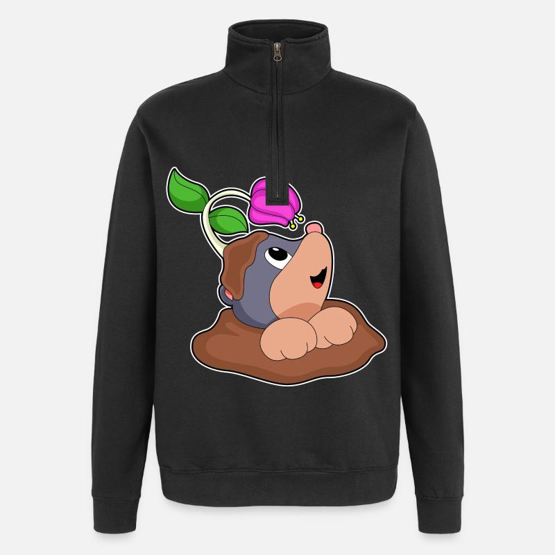 Funny Mole - Quarter-Zip Sweatshirt - black