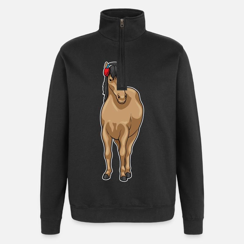 Casque de musique de cheval - Sweat à zip 1/4 - noir