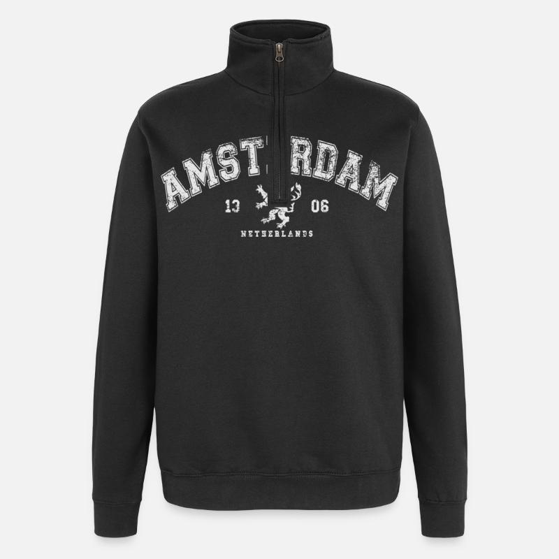 Amsterdam Pays-Bas - Sweat à zip 1/4 - noir
