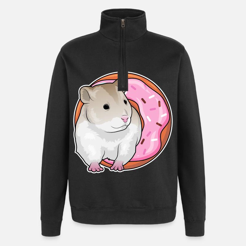 Hamster Donut - Quarter-Zip-Sweatshirt - Schwarz