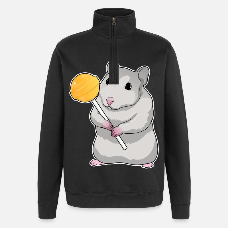 Hamster Lutscher - Quarter-Zip-Sweatshirt - Schwarz