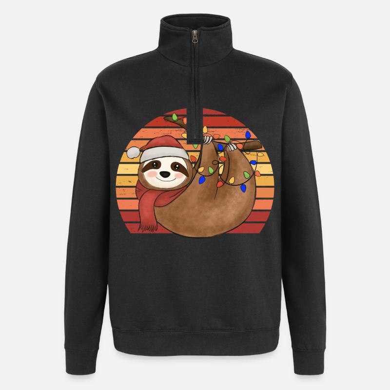 Sloth String Lights Christmas Pajamas Christmas - Quarter-Zip Sweatshirt - black