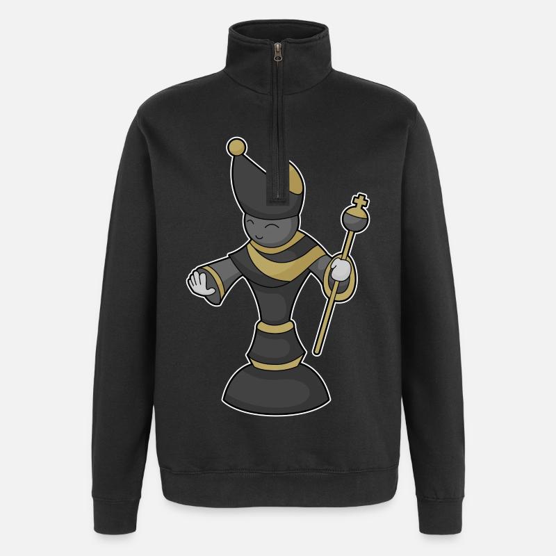 Schachfigur Läufer Stab Schach - Quarter-Zip-Sweatshirt - Schwarz