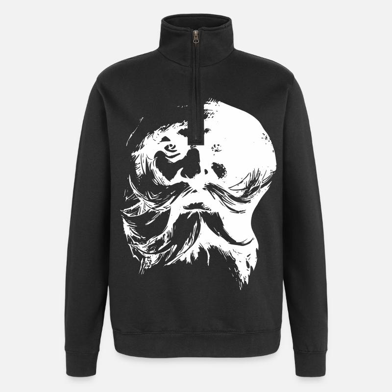 Retro Weihnachtsmann Gesicht - Quarter-Zip-Sweatshirt - Schwarz
