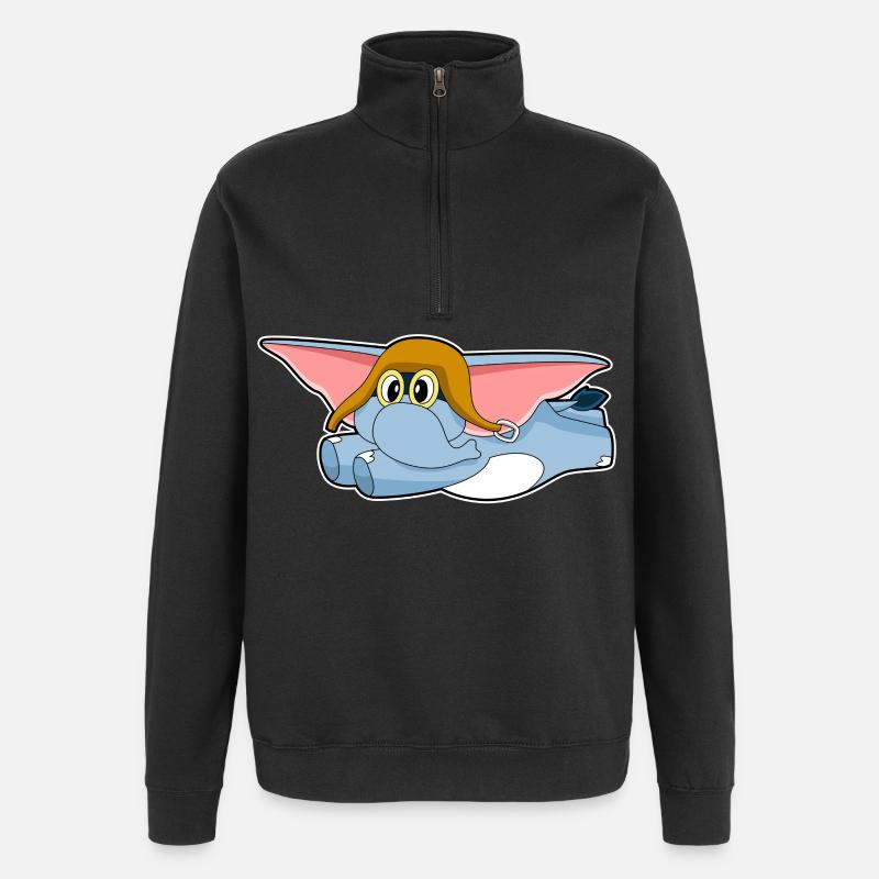 Elefant Pilot Pilotenmütze - Quarter-Zip-Sweatshirt - Schwarz