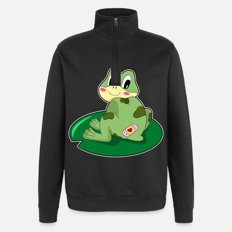 Frosch Pflaster - Quarter-Zip-Sweatshirt - Schwarz