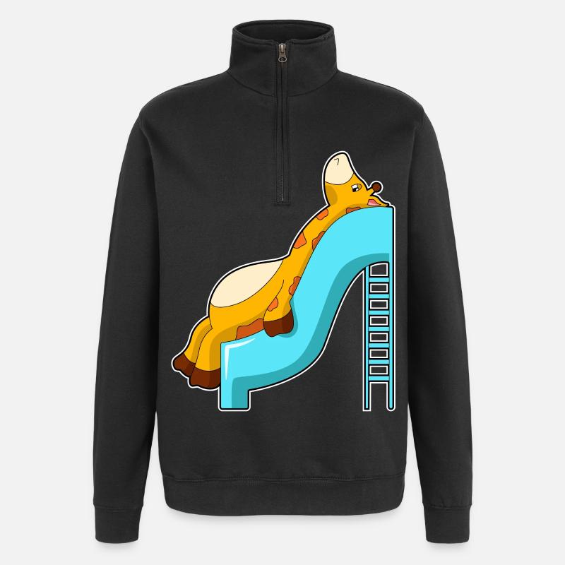 Giraffe Slide - Quarter-Zip Sweatshirt - black