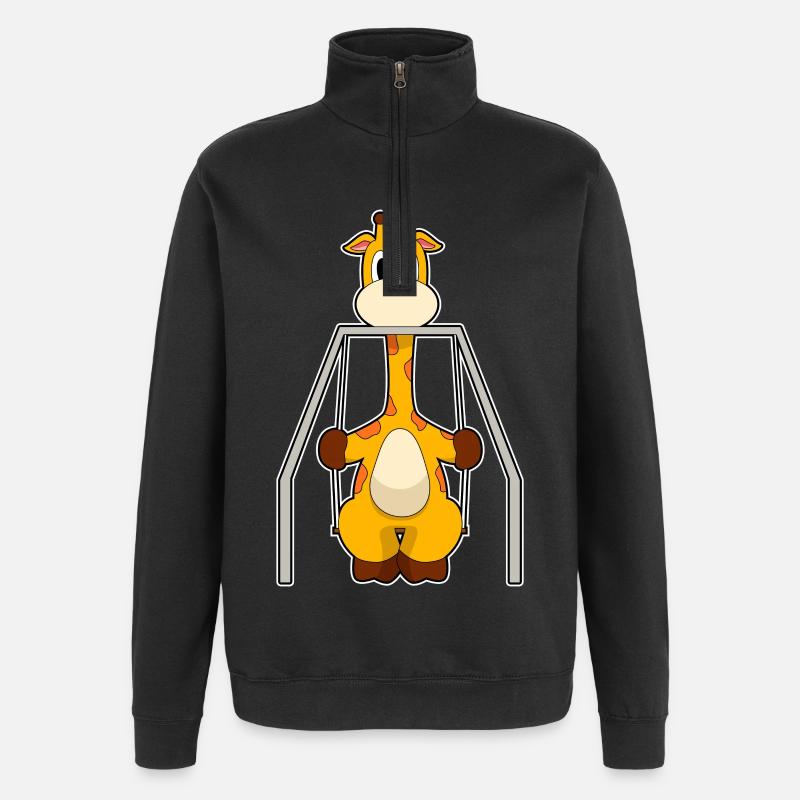 Giraffe Schaukel - Quarter-Zip-Sweatshirt - Schwarz