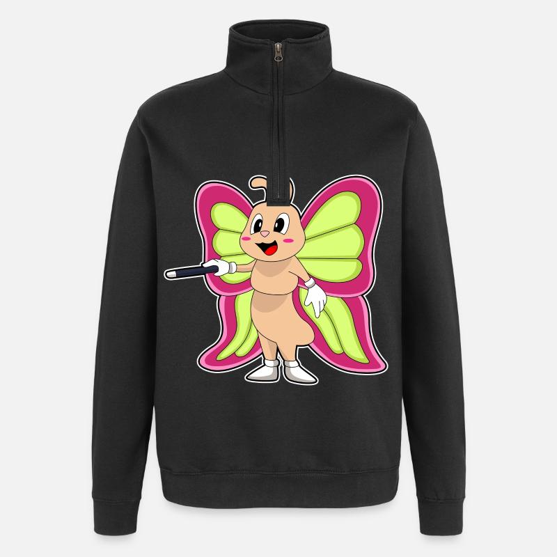 Butterfly Wand - Quarter-Zip Sweatshirt - black