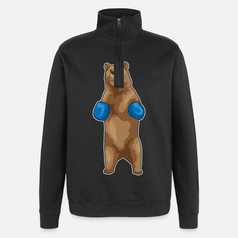 Bär Boxer Boxhandschuhe - Quarter-Zip-Sweatshirt - Schwarz