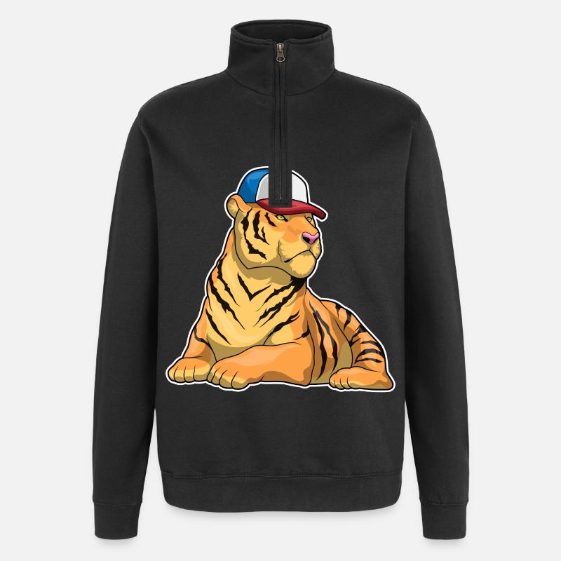 Tiger Cap - Quarter-Zip-Sweatshirt - Schwarz