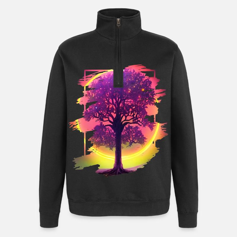 Arbre - Sweat à zip 1/4 - noir